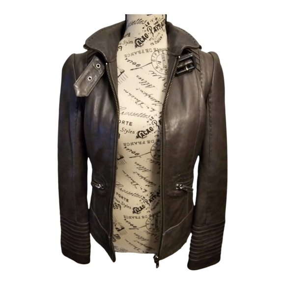 Mackage Brownish Black Dressy/Stylish Leather Jacket Cottagecore/ Clubwear Fall - Picture 14 of 16